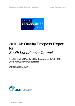 South Lanarkshire Council – Scotland Date (August, 2010)