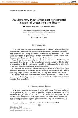 An Elementary Proof of the First Fundamental Theorem of Vector Invariant Theory