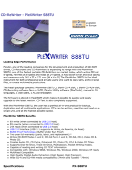 CD-Rewriter - Plexwriter S88TUCD-Rewriter S88TU