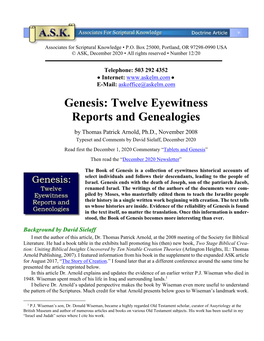 Genesis: Twelve Eyewitness Reports and Genealogies