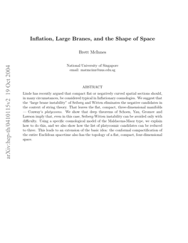 Inflation, Large Branes, and the Shape of Space