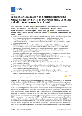 Subcellular Localization and Mitotic Interactome Analyses Identify SIRT4 As a Centrosomally Localized and Microtubule Associated Protein