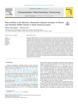 Plant Mobility in the Mesozoic Disseminule Dispersal Strategies Of