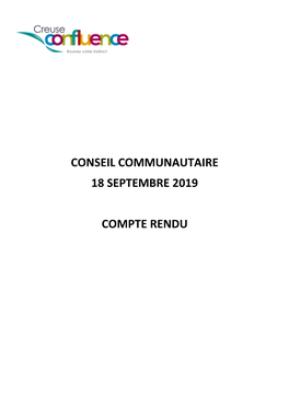 Conseil Communautaire Du 18 09 2019