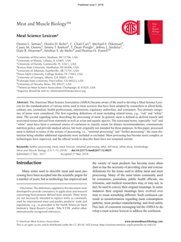 Meat and Muscle Biology™ Introduction