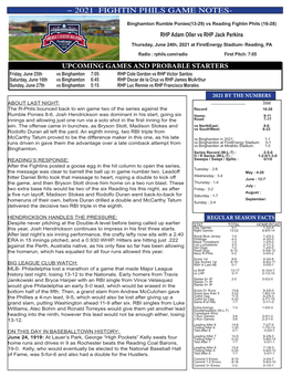 ~ 2021 Fightin Phils Game Notes