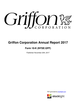 Griffon Corporation Annual Report 2017