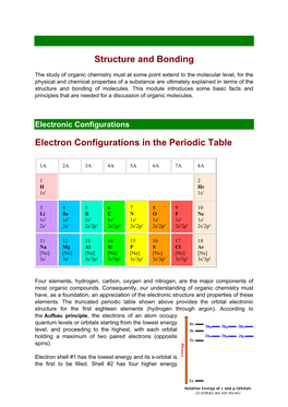 Structure and Bonding Electron Configurations in the Periodic Table