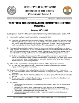 January 2008 Traffic & Transportation Minutes