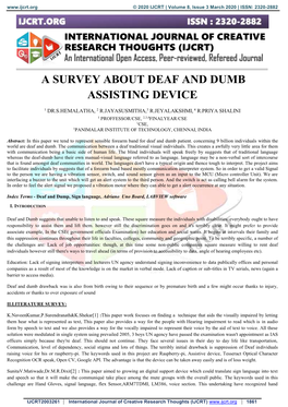 A Survey About Deaf and Dumb Assisting Device