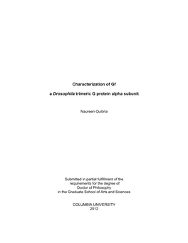 Characterization of Gf a Drosophila Trimeric G Protein Alpha Subunit