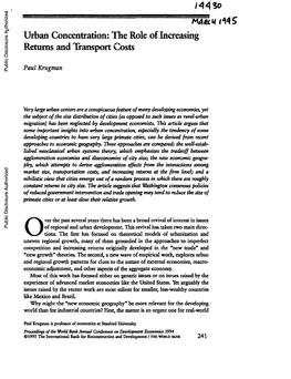 Urban Concentration: the Role of Increasing Returns and Transport Costs