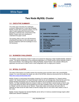 Two Node Mysql Cluster