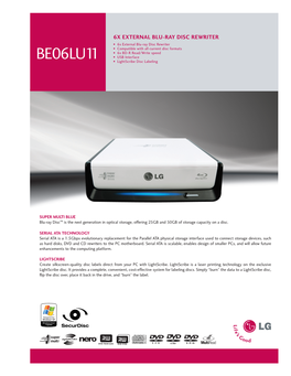 BE06LU11 • USB Interface • Lightscribe Disc Labeling