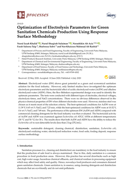Optimization of Electrolysis Parameters for Green Sanitation Chemicals Production Using Response Surface Methodology