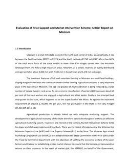 Evaluation of Price Support and Market Intervention Scheme: a Brief Report on Mizoram