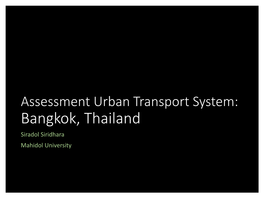 3 Assessment of Urban Transport Systems in Bangkok