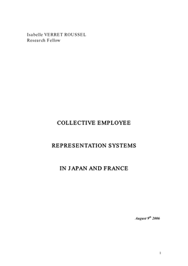 Collective Employee Representation Systems in France and Japan1