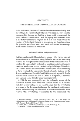THE INVESTIGATION INTO WILLIAM of OCKHAM in the Early 1320S