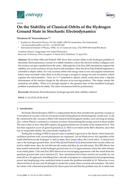 On the Stability of Classical Orbits of the Hydrogen Ground State in Stochastic Electrodynamics