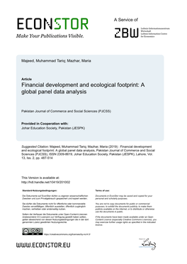 Financial Development and Ecological Footprint: a Global Panel Data Analysis