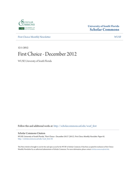 First Choice Monthly Newsletter WUSF