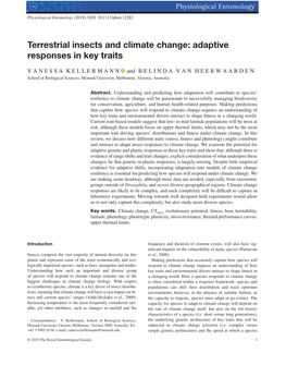 Terrestrial Insects and Climate Change: Adaptive Responses in Key Traits