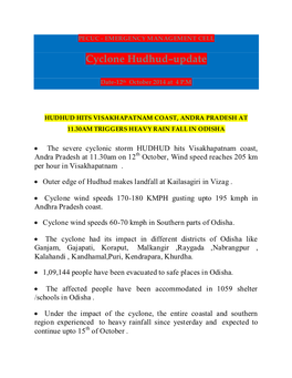 Cyclone Hudhud–Update