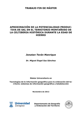 Tiva De Sal En El Territorio Montañoso De La Celtiberia Histórica Durante La Edad De Hierro