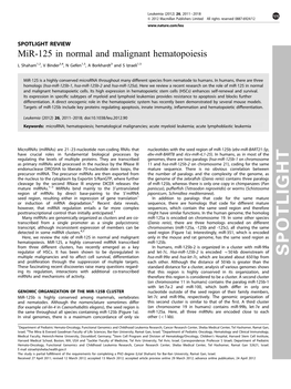 Mir-125 in Normal and Malignant Hematopoiesis