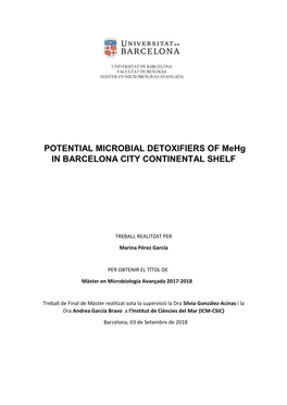 POTENTIAL MICROBIAL DETOXIFIERS of Mehg in BARCELONA CITY CONTINENTAL SHELF