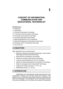 Concept of Information, Communication and Educational Techonolgy