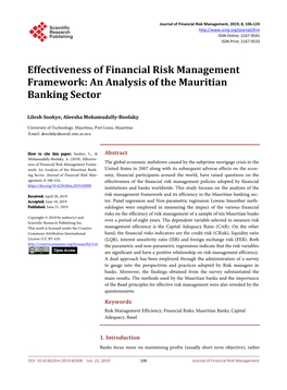Effectiveness of Financial Risk Management Framework: an Analysis of the Mauritian Banking Sector