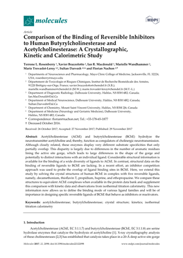 Comparison of the Binding of Reversible Inhibitors to Human Butyrylcholinesterase and Acetylcholinesterase: a Crystallographic, Kinetic and Calorimetric Study