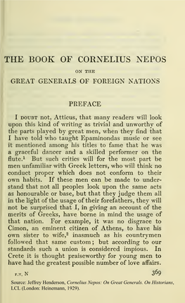 The Book of Cornelius Nepos on the Great Generals of Foreign Nations
