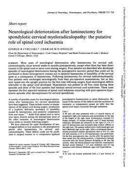 The Putative Role of Spinal Cord Ischaemia