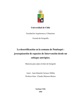 La Desertificación En La Comuna De Punitaqui : Jerarquización De Espacios De Intervención Desde Un Enfoque Antrópico