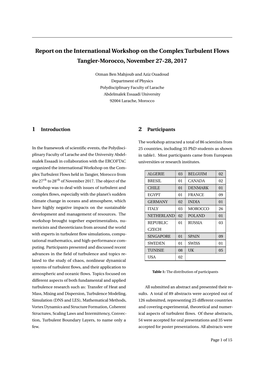Report on the International Workshop on the Complex Turbulent Flows Tangier-Morocco, November 27-28, 2017