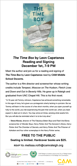 The Time Box by Leon Capetanos Reading and Signing December 1St