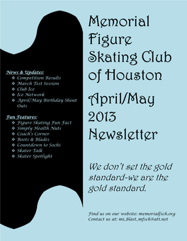 Memorial Figure Skating Club of Houston April/May 2013 Newsletter