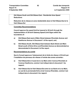 Transportation Committee Report 10 9 September 2020 82 Comité Des