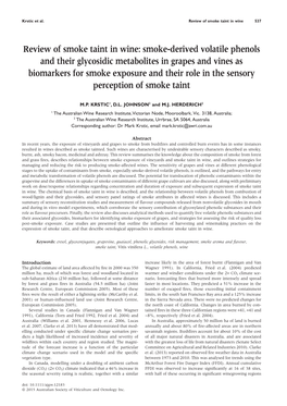 Review of Smoke Taint in Wine: Smokederived Volatile Phenols And