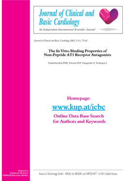 The in Vitro Binding Properties of Non-Peptide AT1 Receptor Antagonists