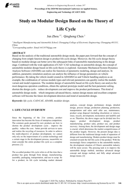 Study on Modular Design Based on the Theory of Life Cycle