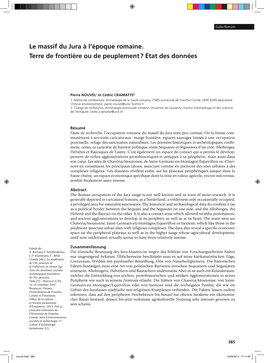 Le Massif Du Jura À L'époque Romaine. Terre De Frontière Ou De