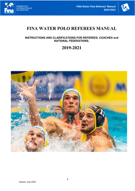 Fina Water Polo Referees Manual 2019-2021