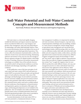 Water Content Concepts and Measurement Methods Suat Irmak, Professor, Soil and Water Resources and Irrigation Engineering