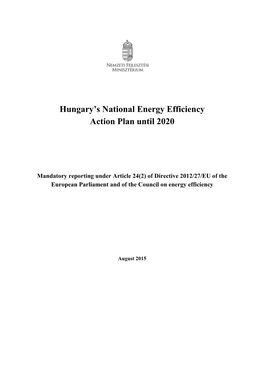 Hungary's National Energy Efficiency Action Plan Until 2020