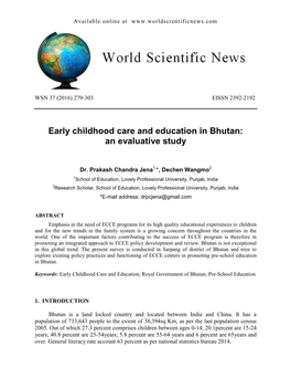 Early Childhood Care and Education in Bhutan: an Evaluative Study