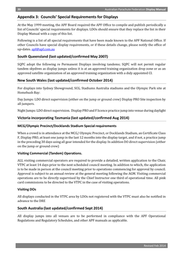 Councils' Special Requirements for Displays